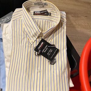 Kirkland Signature Men's Yellow Striped Shirt